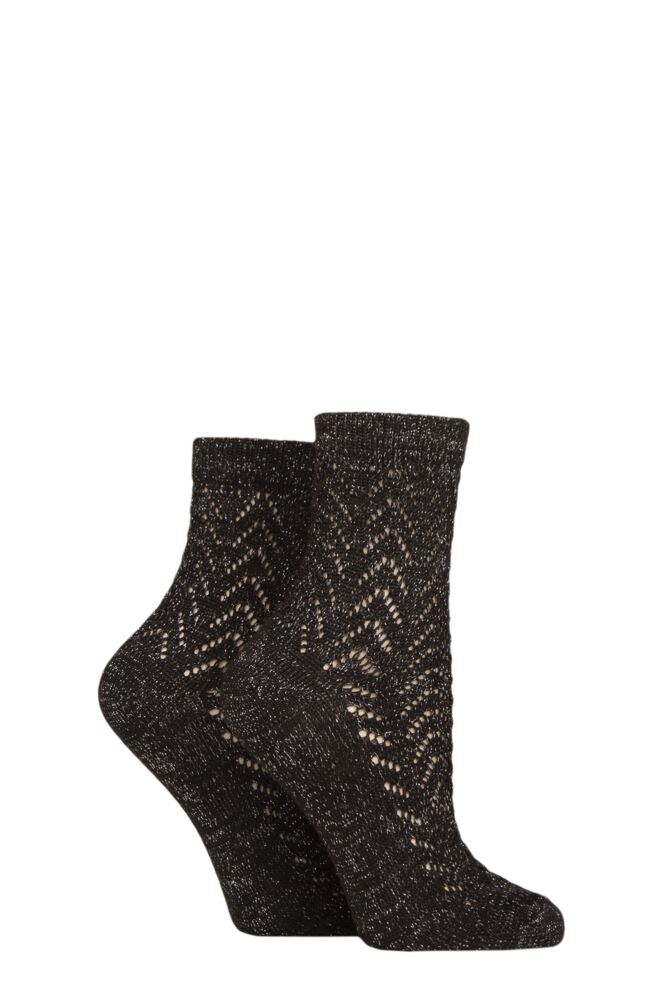 Women's 2 Pair Elle Sparkly Pelerine Anklet Socks