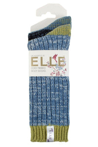 Ladies 2 Pair Elle Chunky Ribbed Boot Socks