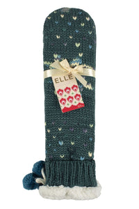 Women's 1 Pair Elle Chunky Sherpa Lined Cosy Moccasin Socks with Pom Pom
