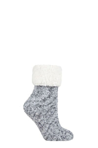 Women's 1 Pair Elle Popcorn Feather Slipper Socks with Sherpa Lining