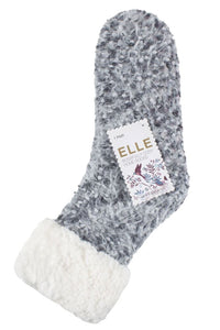 Women's 1 Pair Elle Popcorn Feather Slipper Socks with Sherpa Lining
