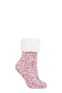 Women's 1 Pair Elle Popcorn Feather Slipper Socks with Sherpa Lining
