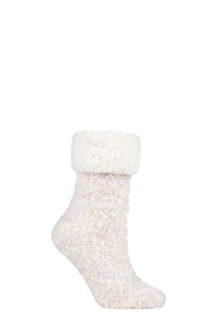 Women's 1 Pair Elle Popcorn Feather Slipper Socks with Sherpa Lining