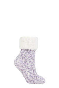 Women's 1 Pair Elle Popcorn Feather Slipper Socks with Sherpa Lining