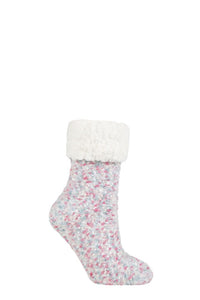 Women's 1 Pair Elle Popcorn Feather Slipper Socks with Sherpa Lining