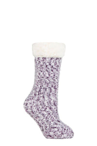 Women's 1 Pair Elle Popcorn Feather Slipper Socks with Sherpa Lining