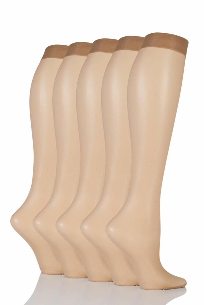 Ladies 5 Pair Elle 15 Denier Knee High Socks