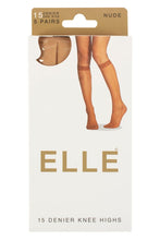 Load image into Gallery viewer, Ladies 5 Pair Elle 15 Denier Knee High Socks