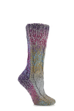 Load image into Gallery viewer, Ladies 1 Pair Elle Space Dye Slubby Cable Slipper Socks