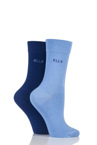 Ladies 2 Pair Elle Plain Bamboo Fibre Socks