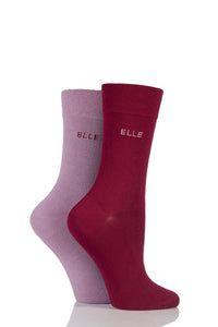 Ladies 2 Pair Elle Plain Bamboo Fibre Socks