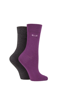 Ladies 2 Pair Elle Plain Bamboo Fibre Socks