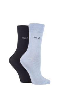 Ladies 2 Pair Elle Plain Bamboo Fibre Socks