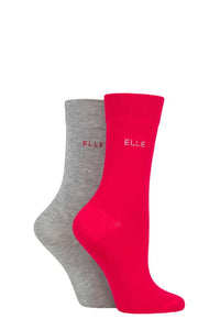 Ladies 2 Pair Elle Plain Bamboo Fibre Socks