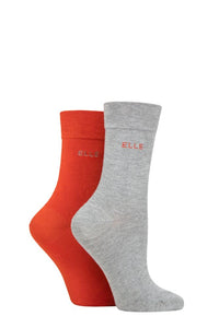 Ladies 2 Pair Elle Plain Bamboo Fibre Socks