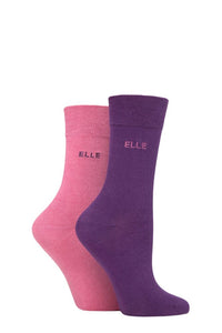 Ladies 2 Pair Elle Plain Bamboo Fibre Socks