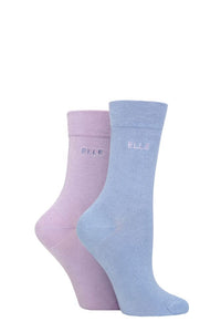 Ladies 2 Pair Elle Plain Bamboo Fibre Socks