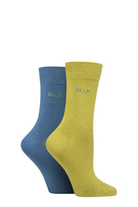 Ladies 2 Pair Elle Plain Bamboo Fibre Socks