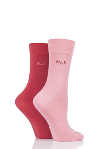 Ladies 2 Pair Elle Plain Bamboo Fibre Socks