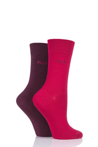 Ladies 2 Pair Elle Plain Bamboo Fibre Socks