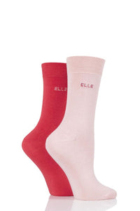 Ladies 2 Pair Elle Plain Bamboo Fibre Socks