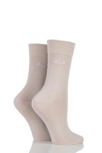 Ladies 2 Pair Elle Plain Bamboo Fibre Socks