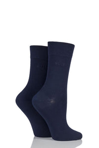 Ladies 2 Pair Elle Plain Bamboo Fibre Socks