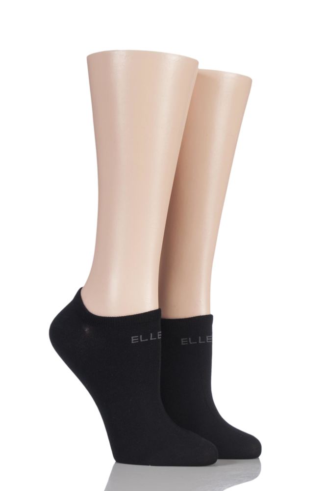 Ladies 2 Pair Elle Plain Bamboo No Show Socks