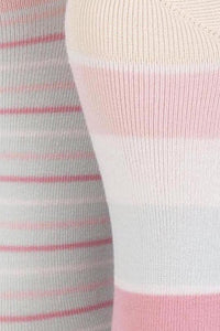 Ladies 2 Pair Elle Striped Bamboo No-Show Socks