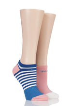 Load image into Gallery viewer, Ladies 2 Pair Elle Striped Bamboo No-Show Socks
