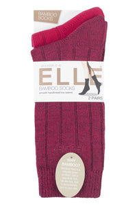 Ladies 2 Pair Elle Ribbed Bamboo Boot Socks