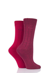 Ladies 2 Pair Elle Ribbed Bamboo Boot Socks