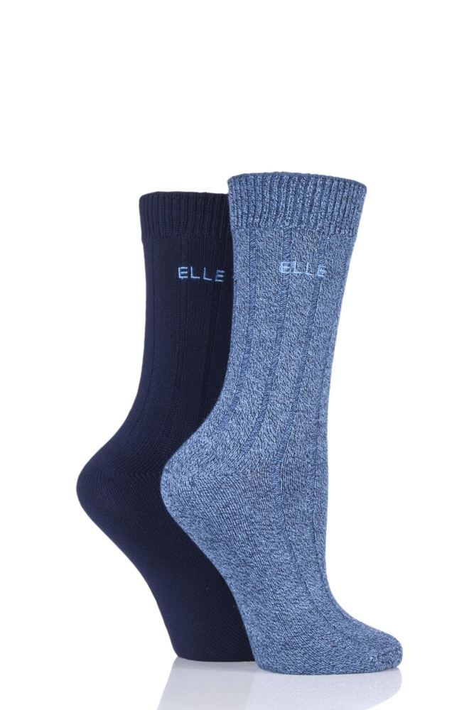 Ladies 2 Pair Elle Ribbed Bamboo Boot Socks