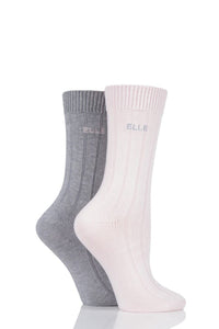 Ladies 2 Pair Elle Ribbed Bamboo Boot Socks