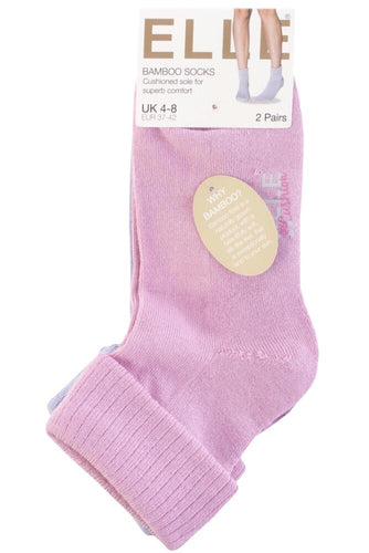 Ladies 2 Pair Elle Bamboo Ankle Socks With Cushion Sole