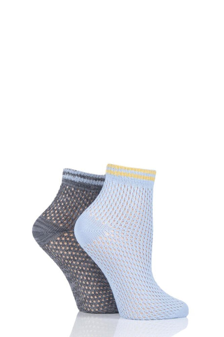 Ladies 2 Pair Elle Soft Net Sporty Anklet Socks