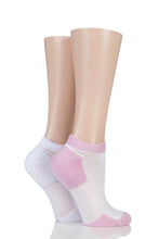 Load image into Gallery viewer, Ladies 2 Pair Elle Bamboo Sheer Stripe Cushioned Heel and Toe No-Show Socks