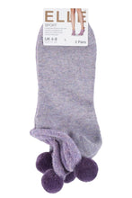 Load image into Gallery viewer, Ladies 2 Pair Elle Cushioned Trainer Socks with Pom Pom