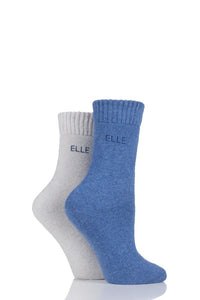 Ladies 2 Pair Elle Wool Mix Brushed Inside Boot Socks