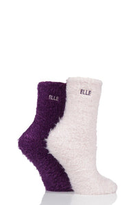 Ladies 2 Pair Elle Teddy Feather Bed Socks
