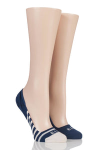 Ladies 2 Pair Elle Stripe and Plain Seamless Bamboo Shoe Liner Socks