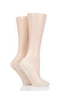 Ladies 2 Pair Elle Cotton Shoe Liner Socks with Padding