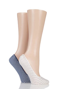 Ladies 2 Pair Elle Stripe and Spot Shoe Liner Socks