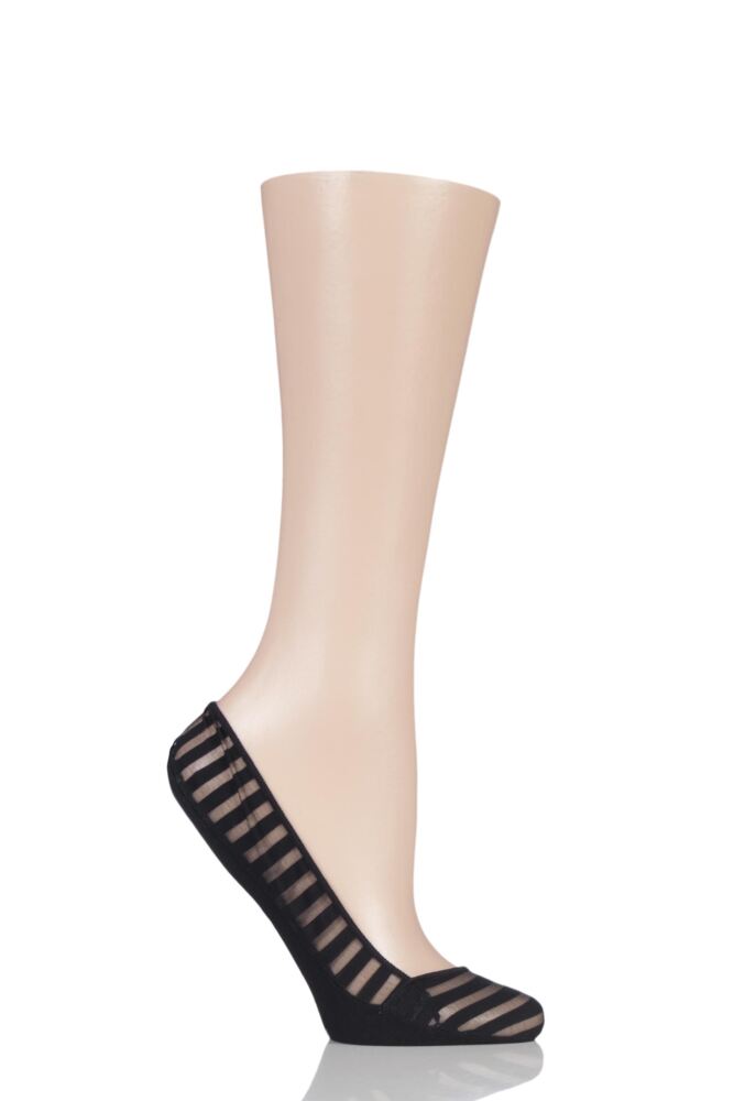 Ladies 1 Pair Elle Sheer Stripe Shoe Liner Socks with Grip