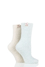 Load image into Gallery viewer, Ladies 2 Pair Elle Two Tone Soft and Cosy Bed Socks