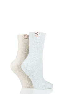Ladies 2 Pair Elle Two Tone Soft and Cosy Bed Socks
