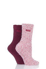 Load image into Gallery viewer, Ladies 2 Pair Elle Two Tone Soft and Cosy Bed Socks