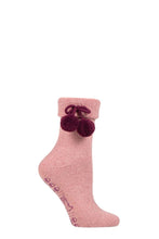 Load image into Gallery viewer, Ladies 1 Pair Elle Wool Mix Slipper Socks with Pompoms