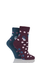 Load image into Gallery viewer, Ladies 2 Pair Elle Wool Blend Spotty Bed and Slipper Socks