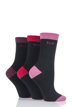 Load image into Gallery viewer, Ladies 3 Pair Elle Combed Cotton Plain Socks with Contrast Heel and Toe
